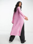 Neon & Nylon textured mesh maxi cardigan in pink