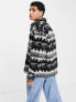 ASOS DESIGN longline wool blend harrington jacket in aztec print