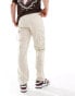 ASOS DESIGN baggy cargo trouser in ecru ripstop with carpenter loop