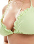 Фото #2 товара Brave Soul frilled trim triangle bikini top in mint green