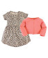 ფოტო #2 პროდუქტის Baby Girls Baby Organic Cotton Dress and Cardigan 2pc Set, Leopard