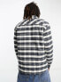 Lacoste front print check long sleeve unisex shirt in black XS - фото #5