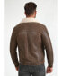 ფოტო #3 პროდუქტის Men's Shearling Bomber Jacket, Vintage- like Camel with Beige Curly Wool