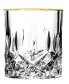 Opera Gold Collection 4 Piece Crystal Double Old Fashion Glass with Gold Rim Set
