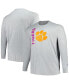 Men's Heather Gray Clemson Tigers Big and Tall Mascot Long Sleeve T-shirt