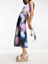 Фото #1 товара Monki midi skirt in purple multi blurred abstract print