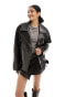 Фото #2 товара Weekday Flora co-ord faux leather biker jacket in dark brown