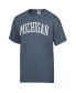 Фото #3 товара Men's Heather Navy Distressed Michigan Wolverines Vintage-Like Arch 2-Hit T-shirt