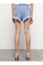 Aymira Giyimden Şık Jeans Standart Fit Metal Taş Işlemeli Kadın Jean Şort
