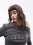 Topshop graphic acid wash 307 long sleeve top in washed black