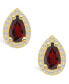 ფოტო #2 პროდუქტის Garnet (2-1/5 ct. t.w.) and Diamond (1/3 ct. t.w.) Halo Stud Earrings in 14K Yellow Gold