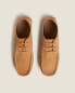 Split suede moccasins