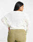 Фото #4 товара Brave Soul Plus kansas ribbed v-neck jumper in cream