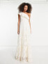 Y.A.S Bridal vintage lace one shoulder maxi dress in cream