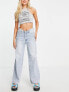 Фото #4 товара Signature 8 v waistband wide leg low rise jeans in light wash blue