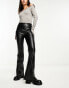 Фото #1 товара Noisy May faux leather flare trousers in black