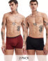 Фото #1 товара ASOS DESIGN 2 pack trunks in black and burgundy