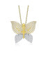 ფოტო #1 პროდუქტის Chic Two Tone Plated with Cubic Zirconia Butterfly Pendant Necklace