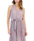 Фото #3 товара Women's Printed Faux-Wrap Sleeveless Pleated Fit & Flare Midi Dress