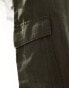 Фото #2 товара Brave Soul linen blend elasticated waist cargo trousers in khaki