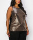 Фото #3 товара Plus Size Sequin Side Ruched Tank Top