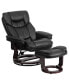 Multi-Position Recliner Chair & Curved Ottoman With Swivel Wood Base