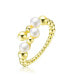 ფოტო #1 პროდუქტის Sterling Silver 14K Gold Plated Genuine Freshwater Pearl and Cubic Zirconia Adjustable Ring