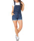 Фото #1 товара Juniors' Cuffed Shorts Denim Overalls