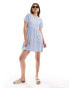 Фото #2 товара Wednesday's Girl short sleeve smudge spot mini dress in sea blue