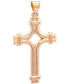 Фото #1 товара Macy's double Row Polished Cross Pendant in 14k Gold, Created for Macy's