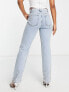 ASOS DESIGN 90s straight jeans in light blue with embelished hem