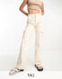 DTT Tall Molly high waist wide leg cargo jeans in ecru