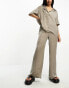 SNDYS satin trouser co-ord in olive