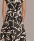 Donna Karan Women's Printed V-Neck A-Line Midi Dress