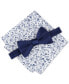 Фото #1 товара Men's Logan Solid Bow Tie & Floral Pocket Square Set, Created for Macy's