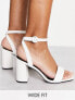 RAID Wide Fit Wink square toe block heeled sandals in white