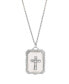Фото #1 товара Symbols of Faith silver-Tone Frosted Stone with Crystal Cross Large Pendant Necklace