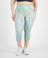 ფოტო #1 პროდუქტის Plus Size Wavy Geo Printed High Rise Crop Leggings, Created for Macy's