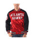 Фото #1 товара Men's Red, Black Atlanta Hawks Renegade Satin Full-Snap Varsity Jacket