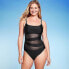 Фото #1 товара Women's Mesh Front One Piece Swimsuit - Shade & Shore Black XL
