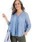 Фото #1 товара Women's 3/4-Sleeve Embroidered Lace Top, Created for Macy's