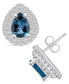 London Topaz (1-3/4 ct. t.w.) and Diamond (5/8 ct. t.w.) Halo Stud Earrings in 14K White Gold
