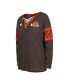 ფოტო #3 პროდუქტის Women's Brown Cleveland Browns Lace-Up Notch Neck Long Sleeve T-shirt