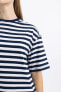 Coool Oversize Çizgili Penye Kısa Kollu Mini Tişört Elbise C3505ax24sm