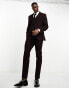 ASOS DESIGN slim wool mix suit jacket in herringbone in burgundy Бордовый, Chest 46 Long - фото #2