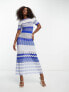 Фото #1 товара Morgan knitted contrast midi dress in blue chevron