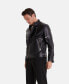 ფოტო #3 პროდუქტის Men's Leather Biker Jacket, Black