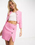 Фото #1 товара Morgan tweed asymmetric button detail mini skirt co-ord in pink