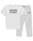 ფოტო #1 პროდუქტის Men's White, Navy Chicago White Sox Big and Tall Pinstripe Sleep Set