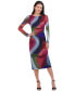 ფოტო #2 პროდუქტის Petite Swirl-Print Boat-Neck Bodycon Dress